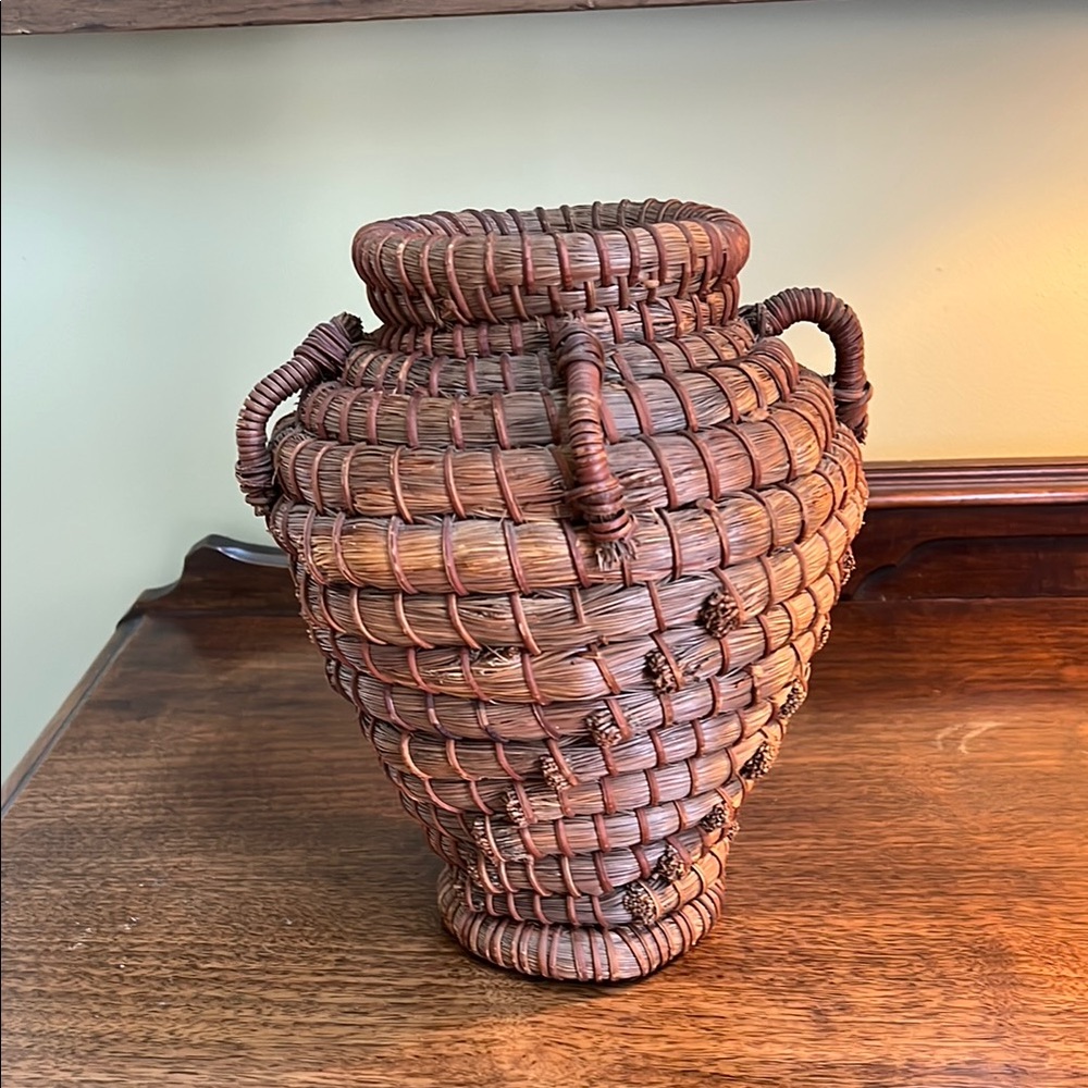 Native American vintage coiled basket